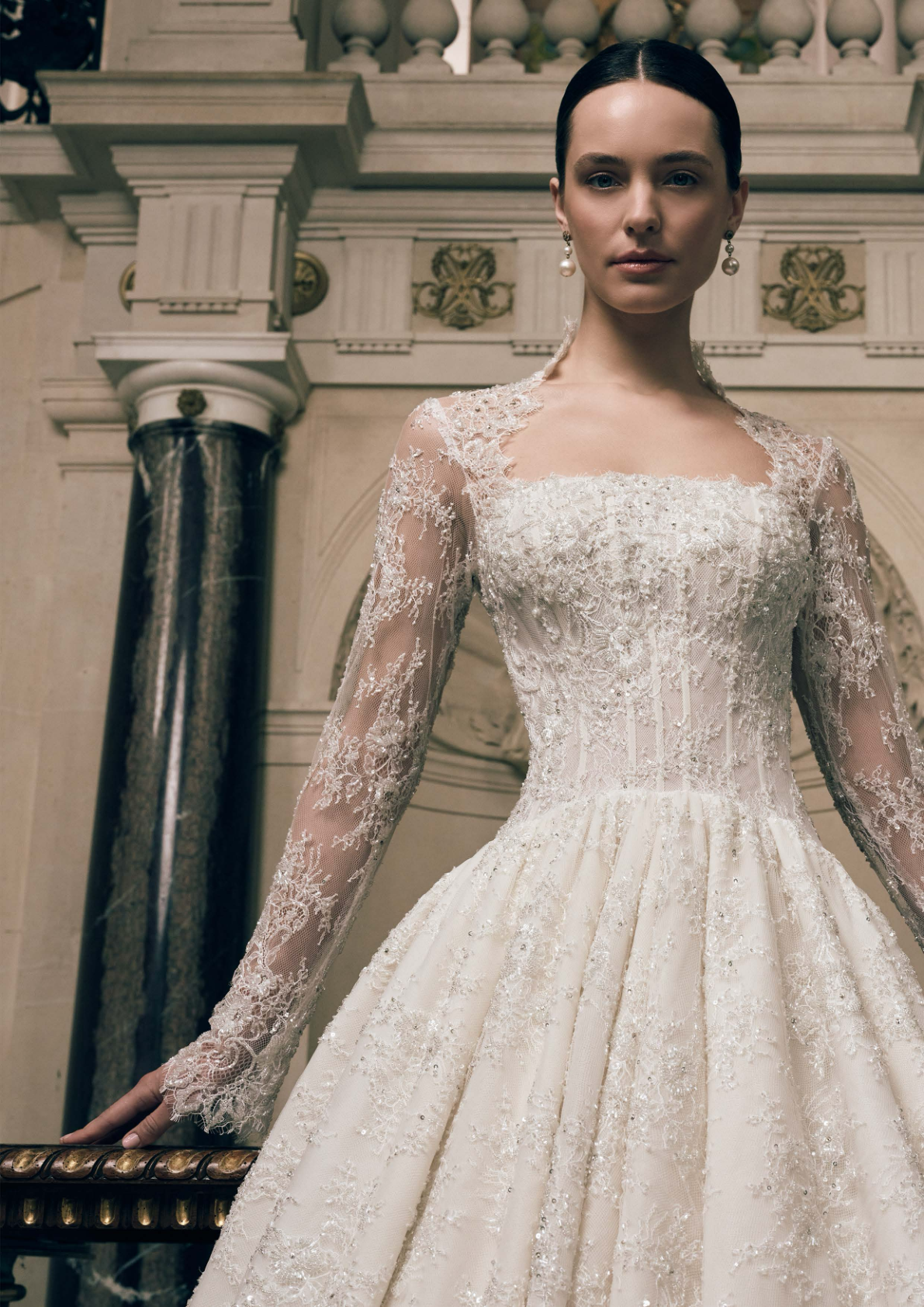 Elegant fitted bridal gown